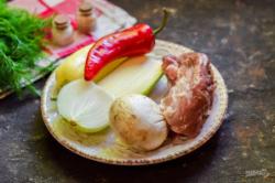 Рецепт - Шашлык с овощами в духовке - Шаг 1 - Подготовьте все ингредиенты.